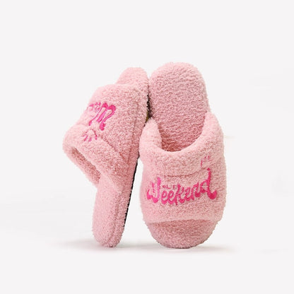 Cozy Weekend Vibe Plush Slides