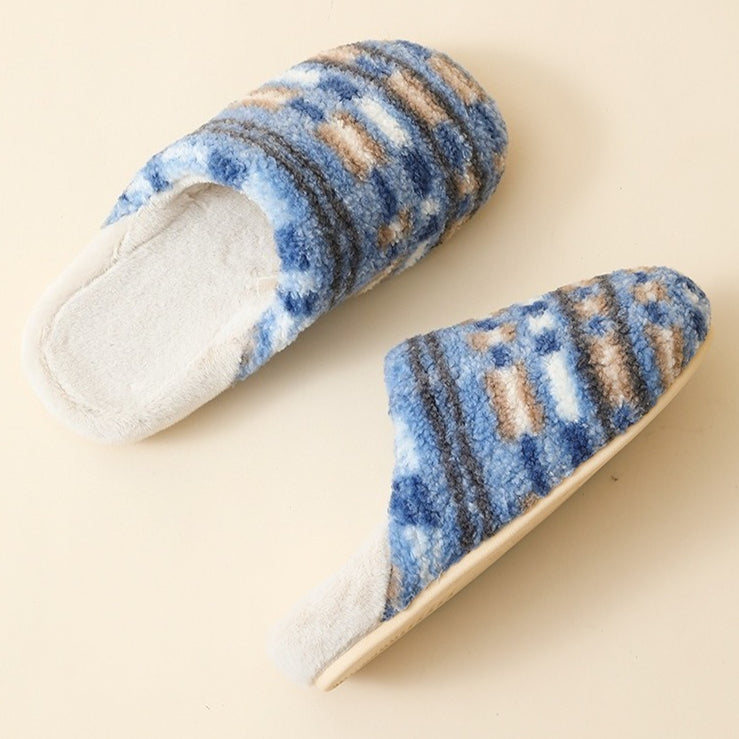 Fuzzy Plaid Quiet Home Slippers