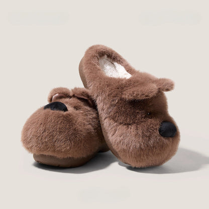 Fuzzy Puppy Face Plush Slippers