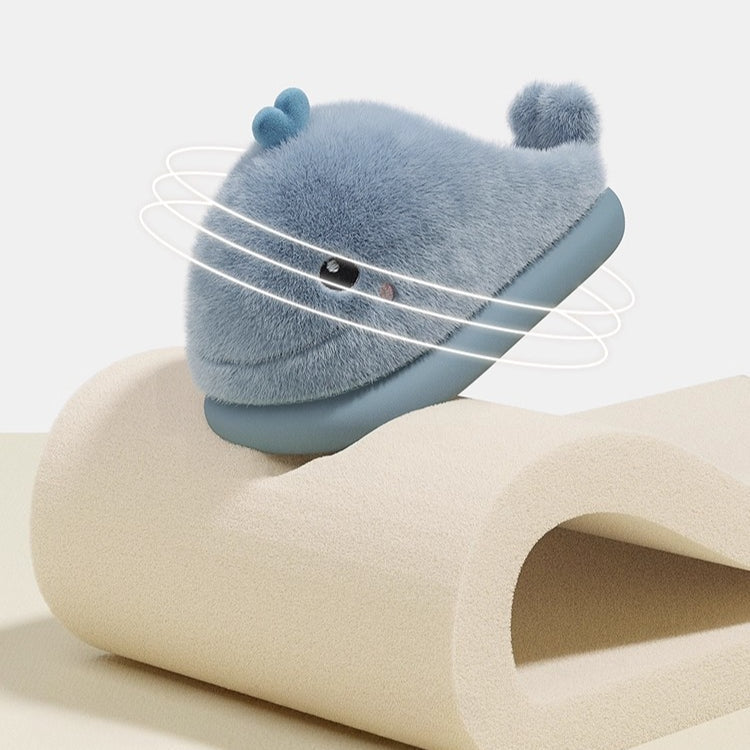Whimsical Whale Plush Home Slippers