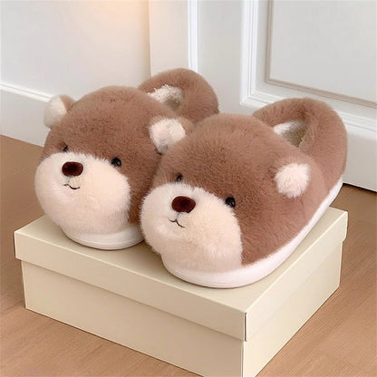 Snuggly Bear Face Plush Slippers
