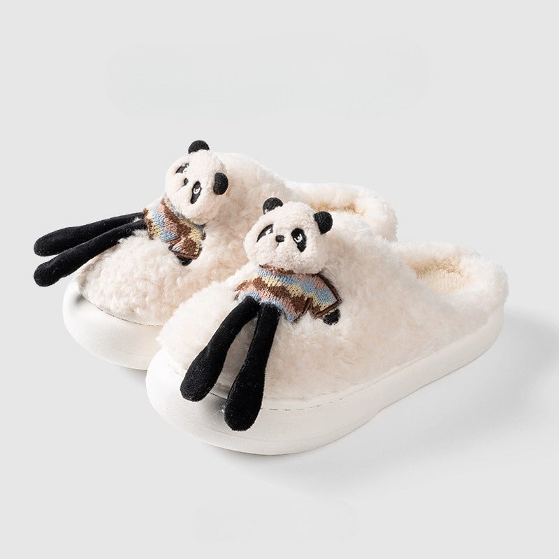 3D Panda Doll Plush Slippers