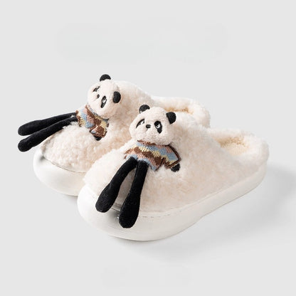 3D Panda Doll Plush Slippers