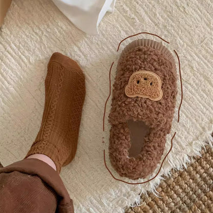 Teddy Patch Fuzzy Lounge Slippers