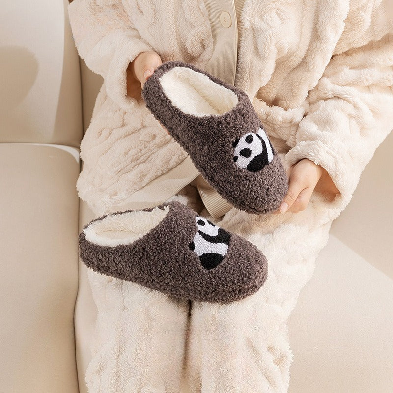 Fuzzy Panda Face Warm Slippers