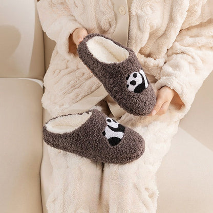Fuzzy Panda Face Warm Slippers