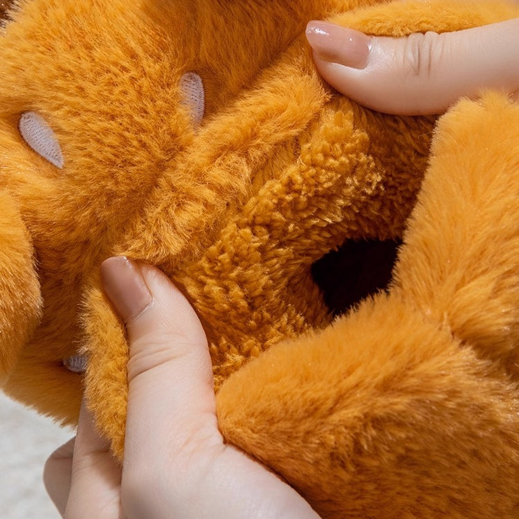 Whimsical Capybara Burger Plush Slippers