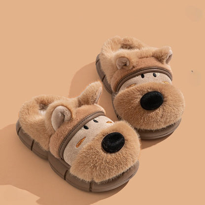 Fuzzy 3D Puppy Winter Slippers