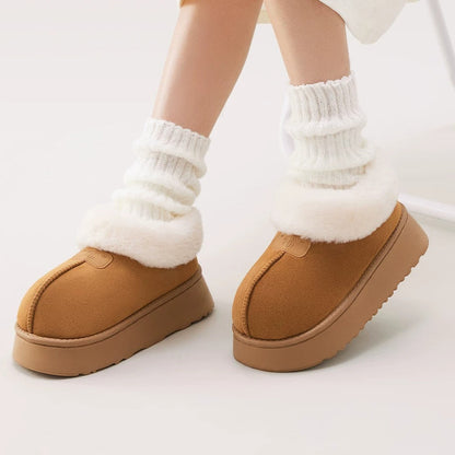 Chunky Burger Plush Platform Slippers
