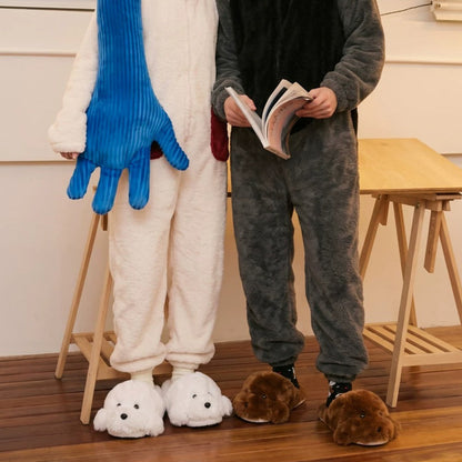 Fuzzy Puppy Face House Slippers