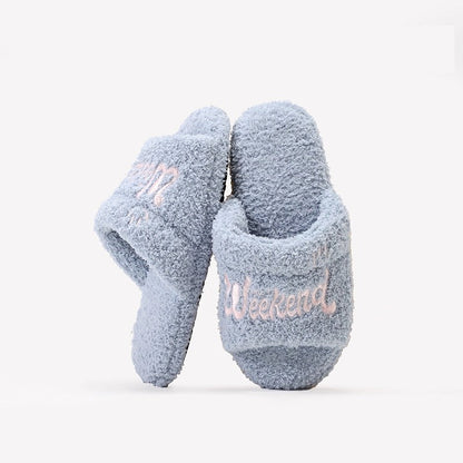 Cozy Weekend Vibe Plush Slides