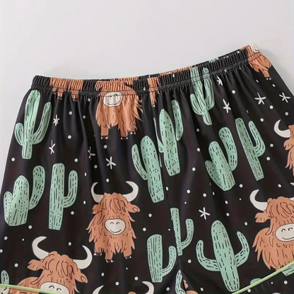 Highland Cow & Cactus Women's Pajama Set