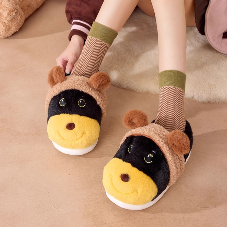 Whimsical Bee Puppy Plush Slippers