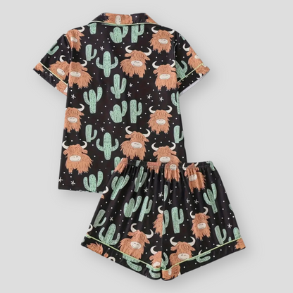 Highland Cow & Cactus Women's Pajama Set