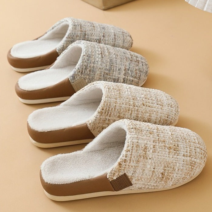 Bouclé Tweed Plush-Lined Slippers