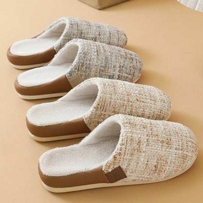 Bouclé Tweed Plush-Lined Slippers