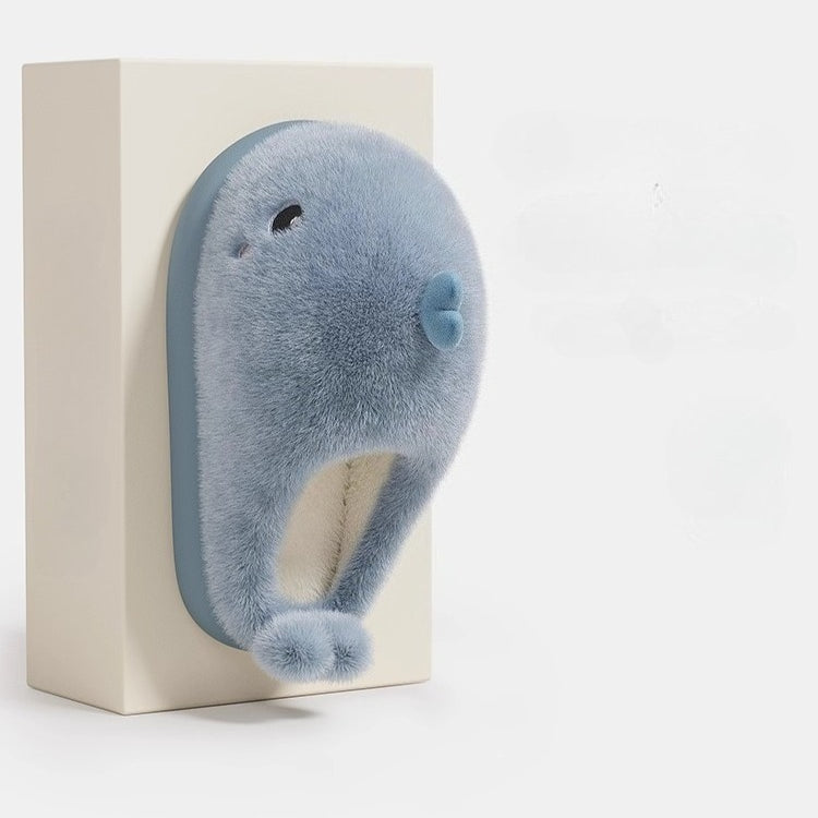 Whimsical Whale Plush Home Slippers