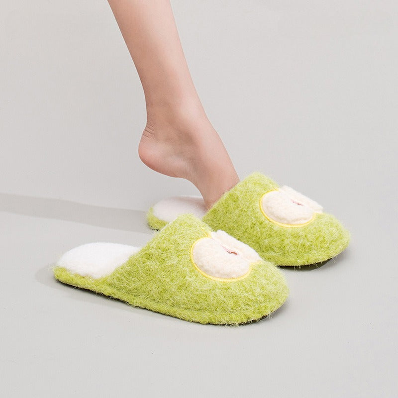 Fuzzy Apple Fruit Plush Slippers