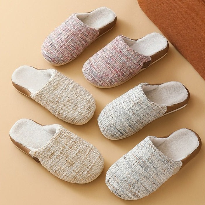 Bouclé Tweed Plush-Lined Slippers