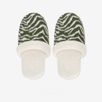 Fuzzy Animal Print House Slippers
