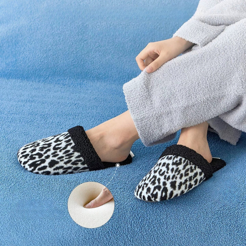 Fuzzy Animal Print House Slippers