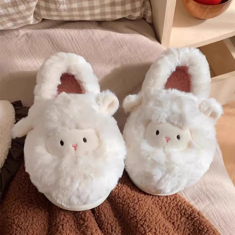 Fluffy Lamb Face Home Slippers