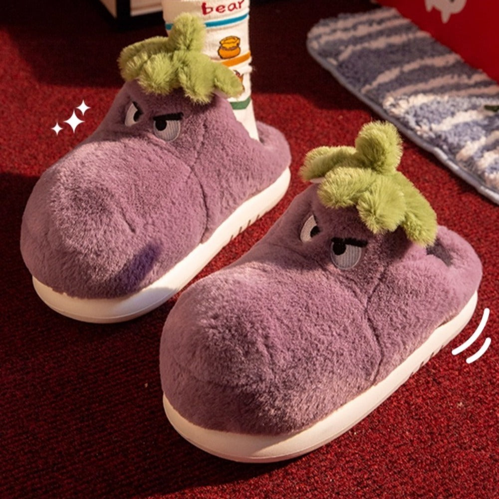 Fierce Eggplant Slippers