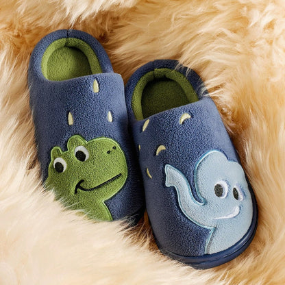 Embroidered Animal Fleece Indoor Slippers