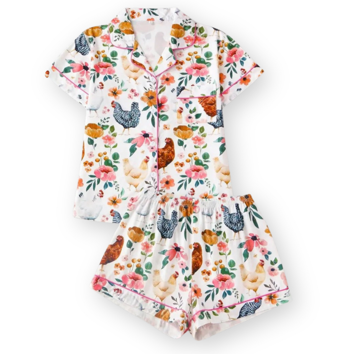 Floral Chicken Women's Pajama Set