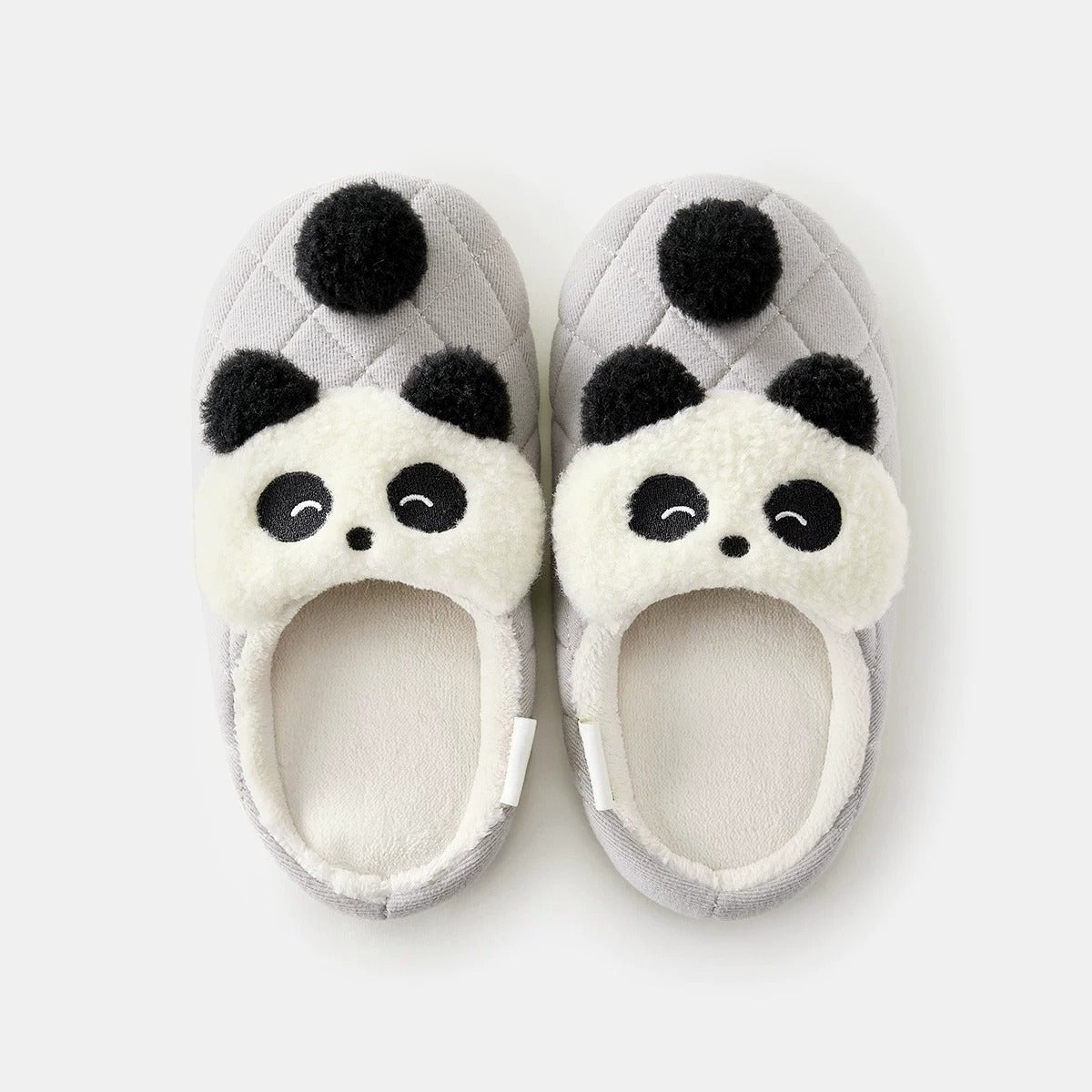 Quilted Cartoon Animal Pompom Slippers