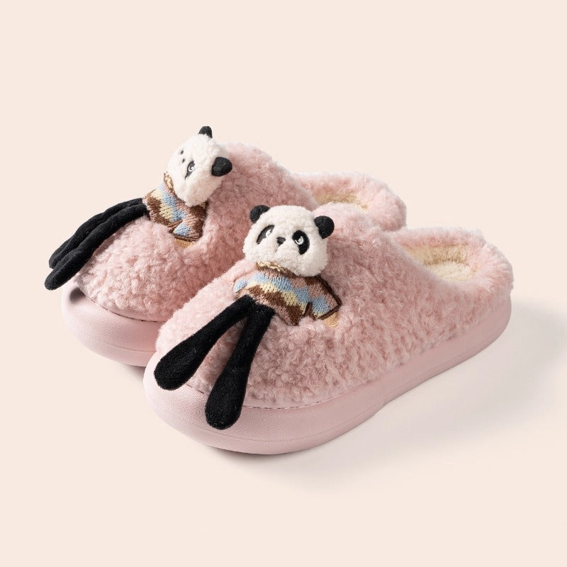 3D Panda Doll Plush Slippers