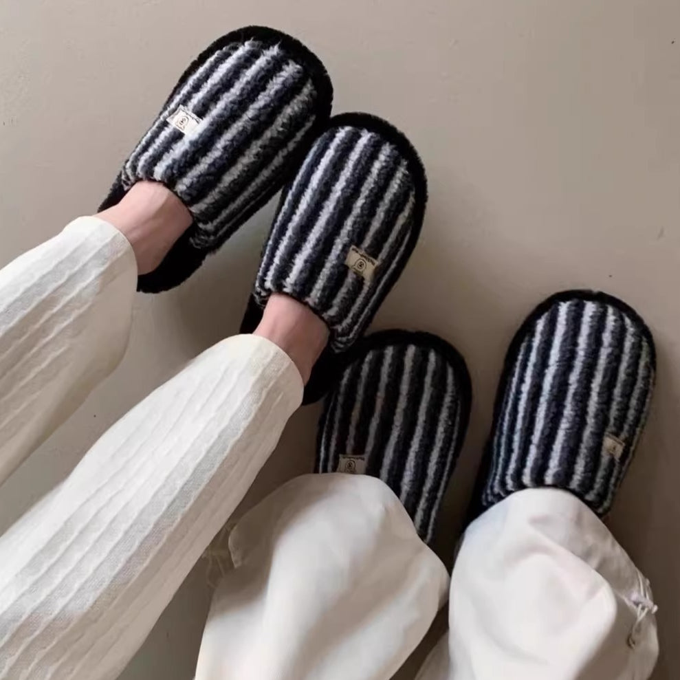 Chunky Pinstripe Lounge Slippers