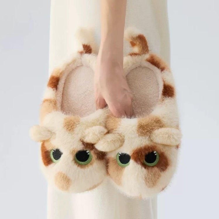 Plush Cat Tail House Slippers