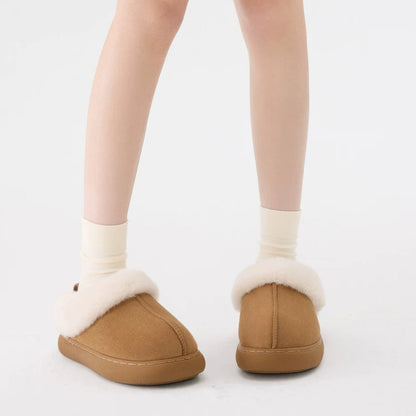 Chunky Platform Fleece Collar Slippers