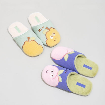 Whimsical Fruit Character Plush Slippers