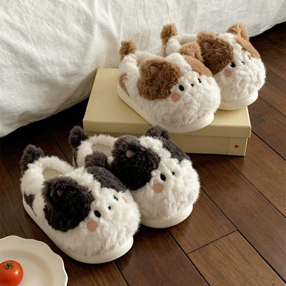 Plush Kitty Tail House Slippers