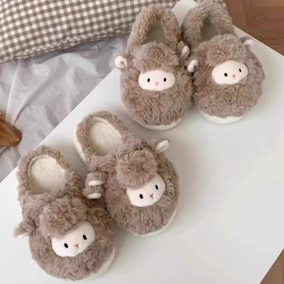 Fuzzy Lamb Animal Plush Slippers