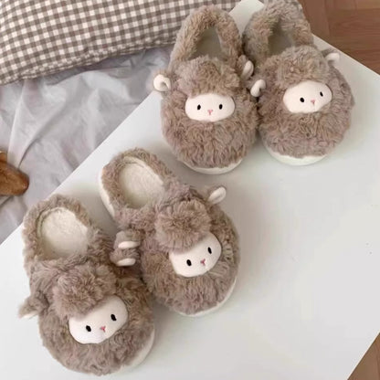 Fuzzy Lamb Animal Plush Slippers