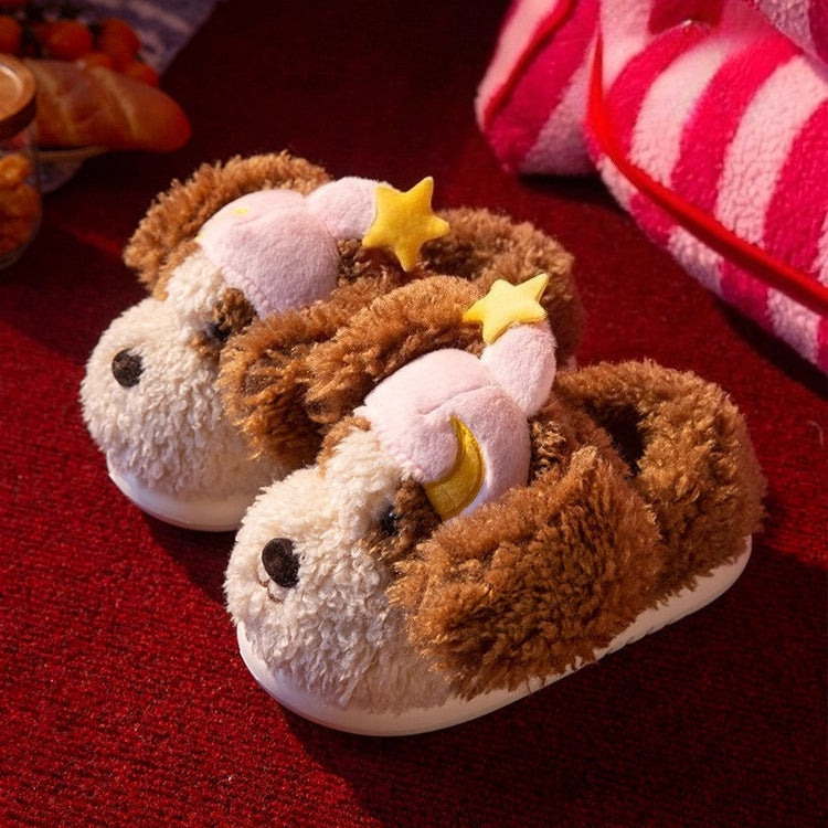 Whimsical Puppy Star Plush Slippers