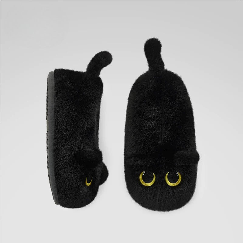 Plush Cat Tail House Slippers