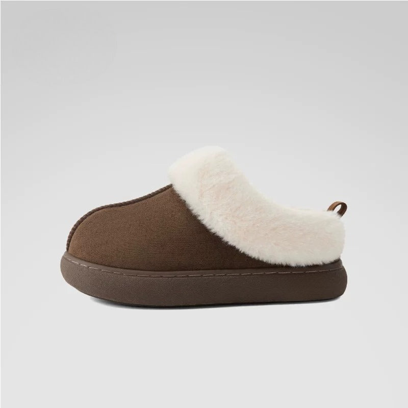 Chunky Platform Fleece Collar Slippers