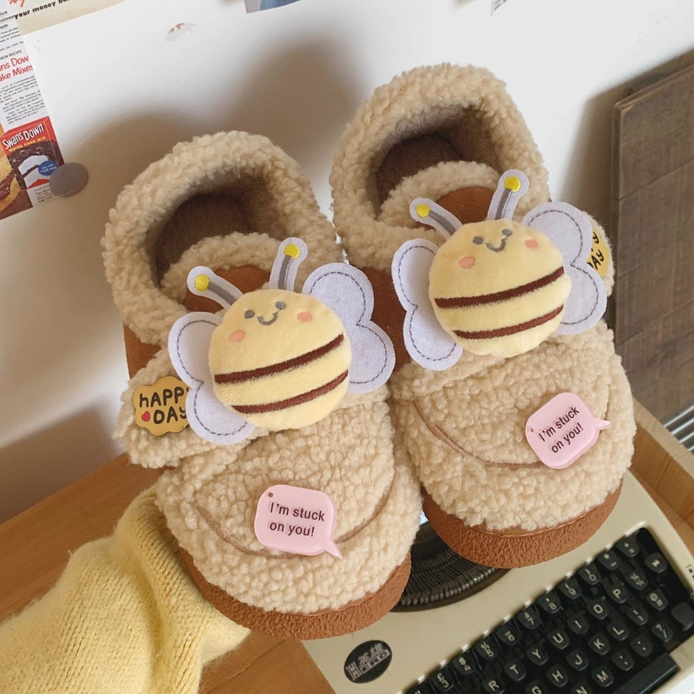 Buzzy Bee Sherpa Home Slippers