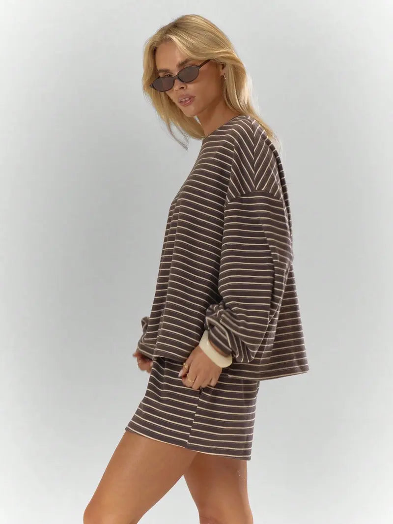 Striped Women's Cozy Oversized 2-Piece Lounge Set