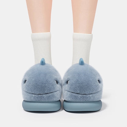 Whimsical Whale Plush Home Slippers