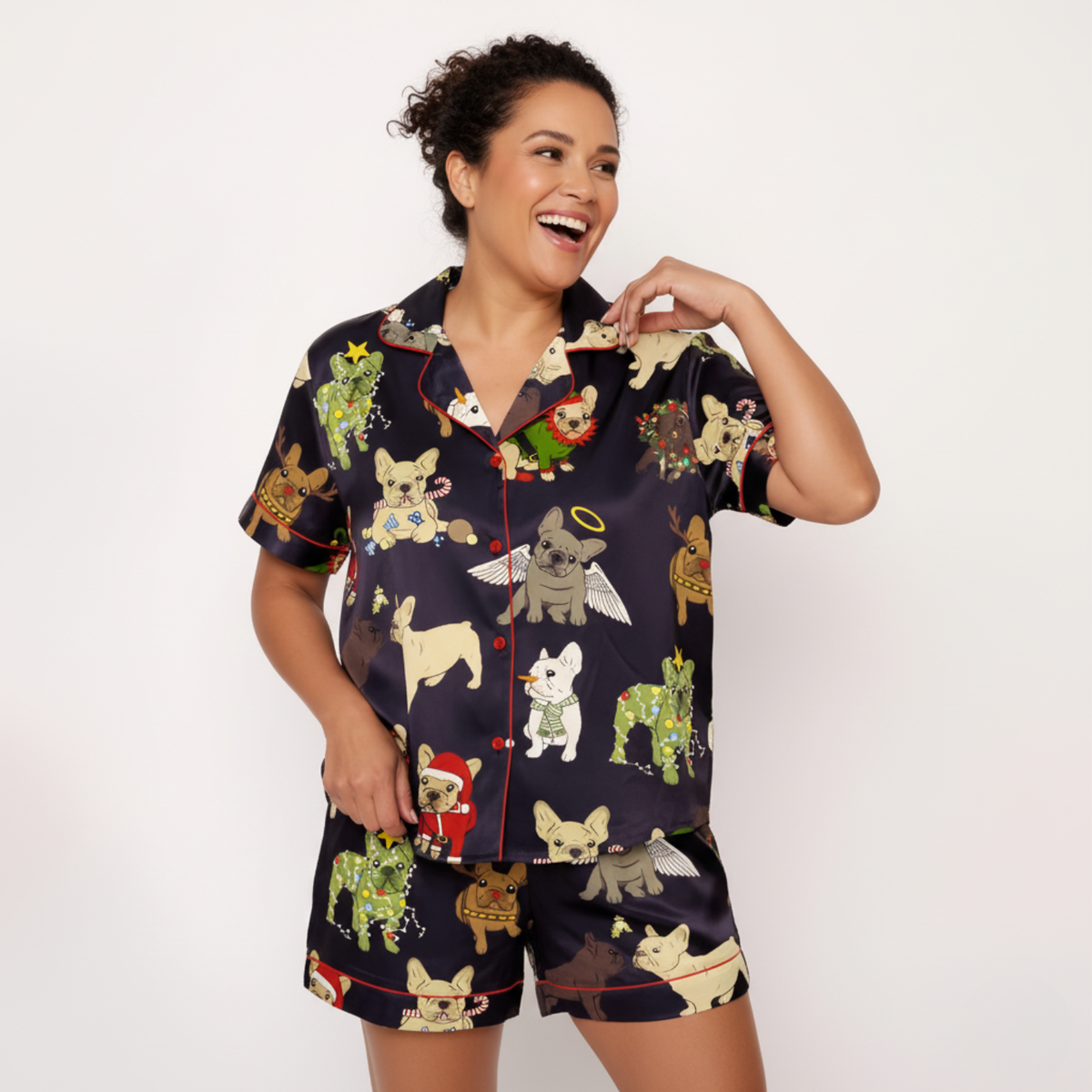 Christmas French Bulldog Women's Pajama Set