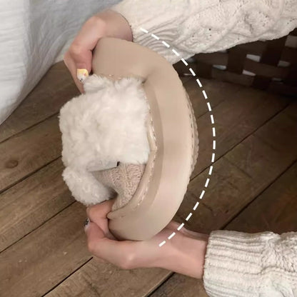 Cable Knit Cat Face Slippers