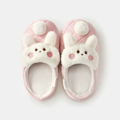 Quilted Cartoon Animal Pompom Slippers
