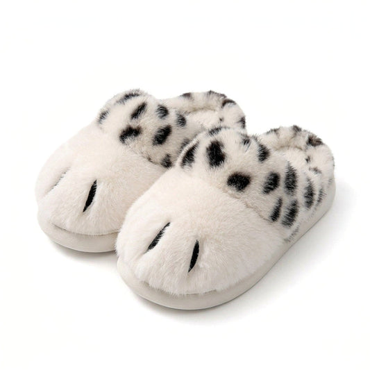 Spotted Cat Paw Fuzzy Slippers
