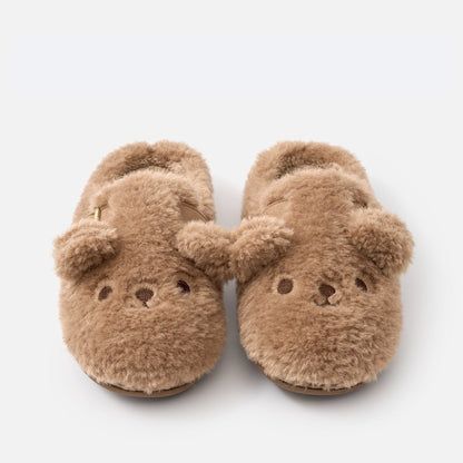 Teddy Bear Buckle Fleece Slippers