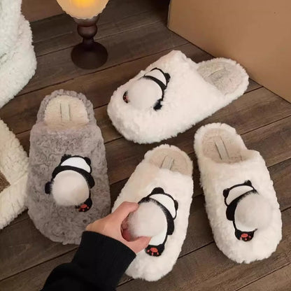 Panda Pom-Pom Fuzzy Slippers